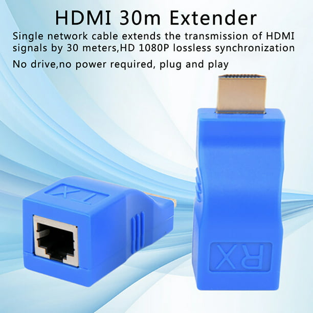 Pair of 2 HDMI Extender Wall Plates 100FT/30M Over Ethernet CAT6 Cable 1080p 